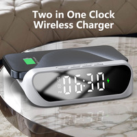 Jam Alarm Digital LED di Samping Tempat Tidur 15W Pengisi Daya Nirkabel Stasiun Pengisian Daya Multifungsi Alarm Ganda untuk Kamar Tidur Rumah Hadiah