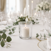 Bougeoir en verre lourd transparent de type Hurricane en verre sodocalcique pour salon et décoration de centre de table de mariage