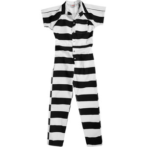 Combinaison de travail bon marché à boutons-pression, manches courtes, haute résistance, résistante aux déchirures, imprimé rayé pour prisonnier - Product Image 6