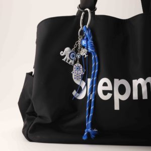 พวงกุญแจตาปีศาจสีน้ำเงินแบบกำหนดเอง พร้อมลูกปัดนาซาร์ รูปมือฮัมซา นกฮูก ช้าง ดีไซน์เชือกถัก  จี้ห้อยกระเป๋า  รับผลิตแบบ OEM ODM - Product Image 3