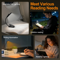 Lampe de lecture portable à clip LED avec logo personnalisé, lumière ambrée 600nm, confort oculaire, gradation progressive, rechargeable et contrôle sans fil