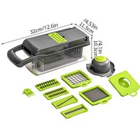 Groen Zwart 16 In 1 Multifunctionele Groentesnijder Snijmachine Shredders Snijmachine Met Mand Fruit Aardappel Chopper Wortelrasp