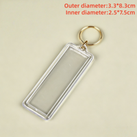Porte-clés personnalisés en acrylique transparent, forme ronde ou rectangulaire, avec anneau doré, pour cadeau promotionnel DIY en plastique