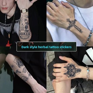 Autocollants de tatouage temporaires style sombre, motif fruits et fleurs, imperméables, longue durée, abordables, de luxe, personnalisés pour hommes, pour doigts, bras et dos - Product Image 3
