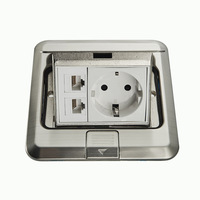 Tomacorriente de Suelo Retráctil de Latón Dorado 16A 4000W, Estándar Francés, Doble Salida de Corriente, Caja de Tomacorriente Eléctrico Impermeable