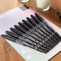 Vente en gros de stylos marqueurs permanents à pointe fine noire et double pointe à base d'huile à pointe fine de 1mm et 3mm pour l'écriture