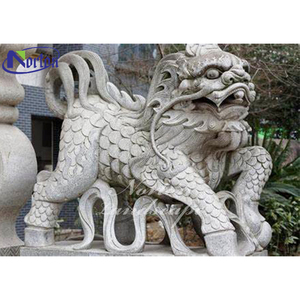 Sculpture d'animal en marbre blanc de grande taille, fabriquée sur mesure par <span class=keywords><strong>Norton</strong></span> Factory, pour la décoration de jardins et de parcs extérieurs, grande statue de Kylin en pierre chinoise - Product Image 5