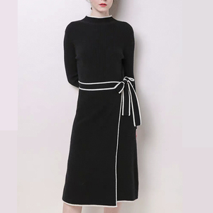 Nuovo Abito Maglione Lungo Invernale da Donna con Logo Frontale, Moda Casual <span class=keywords><strong>in</strong></span> <span class=keywords><strong>Lana</strong></span> Lavorata a Maglia - Product Image 4