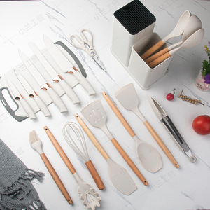 Juego de utensilios de cocina Concubine Lan de 19 piezas, utensilios de silicona, juego de cuchillos de acero inoxidable para cocinar y preparar alimentos - Product Image 3