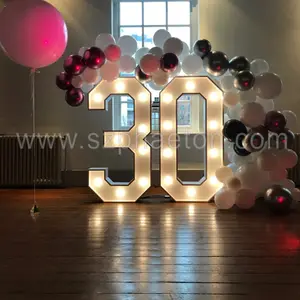 30日50日60岁生日派对装饰，巨型点亮字母标志着生日派对用品的号码