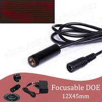Localizador enfocable de 11 líneas, módulo láser para corte/posicionamiento con soporte y adaptador, D12 x 45mm, 650nm, 660nm