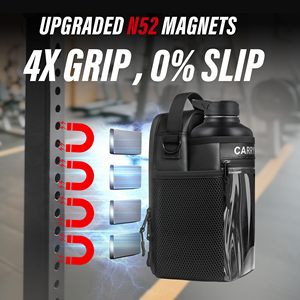 Magnetic Gym Bag <b>Water</b> <b>Bottle</b> Carrier with <b>Strap</b> Phone Pockets PU Leather Strong Magnetic Bag for Men and Women for Fitness - Product Image 2
