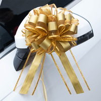 Décoration de voiture de mariage, grande boule de fleurs, rétroviseur, poignée de porte, nœud, emballage cadeau pour les fêtes transfrontalières, bord doré