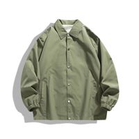 Veste Coach Homme Décontractée Coupe-Vent à Boutons Pression avec Revers, Poignets Élastiques et Poches Latérales, Coupe Oversize, Idéale pour Logo Personnalisé