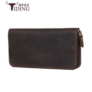 Cartera Larga de Cuero Crazy Horse para Hombre, Color Marrón Oscuro, con Cierre, Estilo Vintage para Negocios, Cartera Resistente de Cuero Vacuno 4007 - Product Image 3