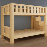 Lit superposé pour tout-petits sur mesure |   Minimalisme italien, bois massif épaissi, multifonctionnel, 4500x1000x1800mm, pour les écoles maternelles