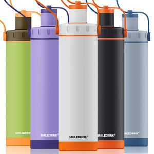 Bouteille d'eau isotherme en acier inoxydable SMILEDRINK anti-fuite avec infuseur à thé et paille en silicone pour le sport et les activités de plein air - Product Image 3