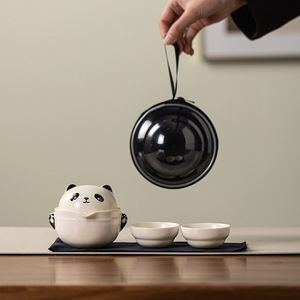 ชุดน้ำชาพกพาลายแพนด้าน่ารัก 1 กาน้ำชา 2 ถ้วยเซรามิก ชุดน้ำชา<span class=keywords><strong>จีน</strong></span>กังฟู พร้อมกล่องของขวัญ - Product Image 2