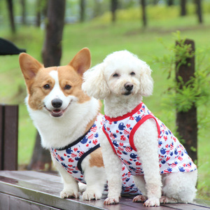 Chaleco para perros, fresco y transpirable para verano, para Corgi, Bichón, Teddy, con diseño estampado con bordes rojos y azules - Product Image 2