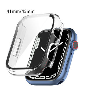Funda de reloj transparente de protección completa de PC dura ultradelgada para <span class=keywords><strong>Apple</strong></span> <span class=keywords><strong>Watch</strong></span> Series 7 8 9 41/45mm con protector de pantalla de vidrio templado - Product Image 1
