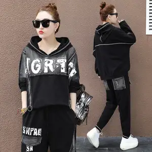 2021 New Fashion Casual Two-Piece Outfits Set Autumn Sportswear Loose Plus Size Sweetwear Style Slimming Women Tracksuit