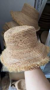 Custom Summer Fashion Dress Hand Crochet Raffia Straw Bucket <b>Hat</b> Kids Children Size Beach Sun <b>Hat</b> with Shells - Product Image 2