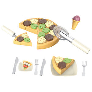 Ensemble de jeu de pizza en gros pour enfants, jouet pizza à découper avec couteau, assiettes et couverts - Product Image 1