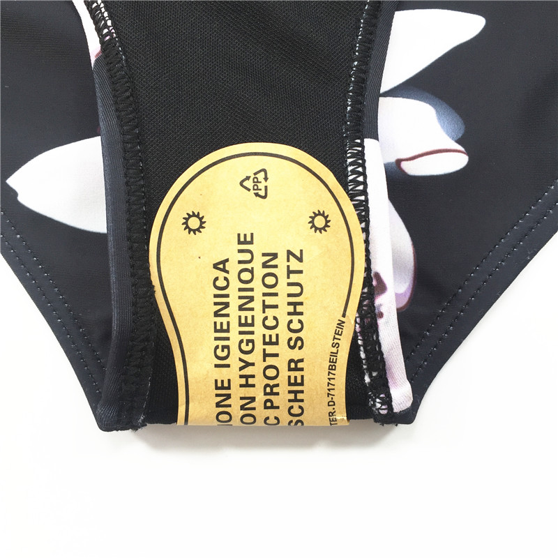 2021 Sexy Kapok printed backless mesh black swimsuit hot sale swimsuit