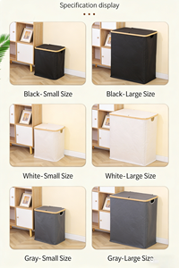 سلة غسيل قابلة للطي من الخيزران بالجملة مع أغطية، سلة غسيل معدنية قابلة للتخصيص الحجم للتخزين المنزلي - Product Image 4