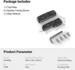 Placa superior ligera Smallrig para cámara <span class=keywords><strong>Sony</strong></span> <span class=keywords><strong>Fx6</strong></span>, compatible con mango original, abrazadera de cable y perilla de enfoque-3186 - Product Image 4