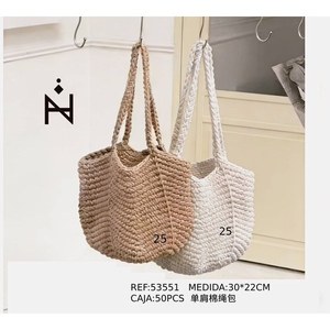 Borsa a Tracolla in Corda di Cotone 30x22cm, Borsa Tote da Donna - Product Image 3