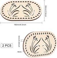 Base de sac en bois poli 2 pièces avec motif d'herbe outil de tissage de fond de panier ovale bricolage pour la décoration de souvenirs de cadeaux en bambou