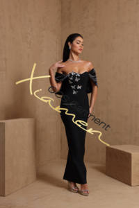 Abito <span class=keywords><strong>da</strong></span> Sera Elegante Nero con Catena di Cristalli e Farfalle, <span class=keywords><strong>Vestito</strong></span> Fasciante <span class=keywords><strong>da</strong></span> Donna per Feste e Cene - Product Image 2