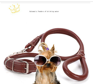 QUCHONPET Wholesale Cheap Adjustable PU Pet Cat <strong>Dog</strong> Collar <strong>Dog</strong> Leash, PU Pet <strong>Dog</strong> Leash Collar Set - Product Image 5