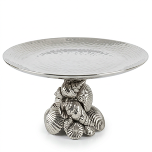 Premium Round Silver <b>Cake</b> <b>Stand</b> with Shell Base Handmade Design Ideal For Wedding and Birthday Party <b>Cake</b> Displays - Product Image 1