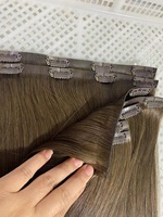 Cheveux russes à double dessin invisible génie pu peau trame clip ins
