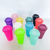 Gobelet de voyage réutilisable en plastique coloré avec logo personnalisé, paillettes, couvercle à boire directement, sans BPA, pour boissons froides, gym, café, jus