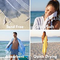 Vente en gros 100% coton recyclé Peshtemal Hammam Serviettes de plage sans sable Logo imprimé personnalisé Style d'été Couleur unie Design uni