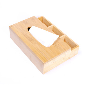 Boîte à mouchoirs multifonctionnelle en bambou, boîte de rangement pour table basse, télécommande, organisateur d'objets divers - Product Image 3