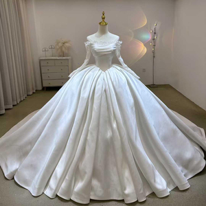 Robes de mariée élégantes en dentelle civile de luxe en satin Mikado vintage français Lsjj105 - Product Image 1