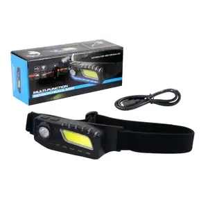 Mutil Function Blue Light USB C Charging LED COB Camping Head Torch Red Warning Lamp Motion Sensor Headlamp For Fishing