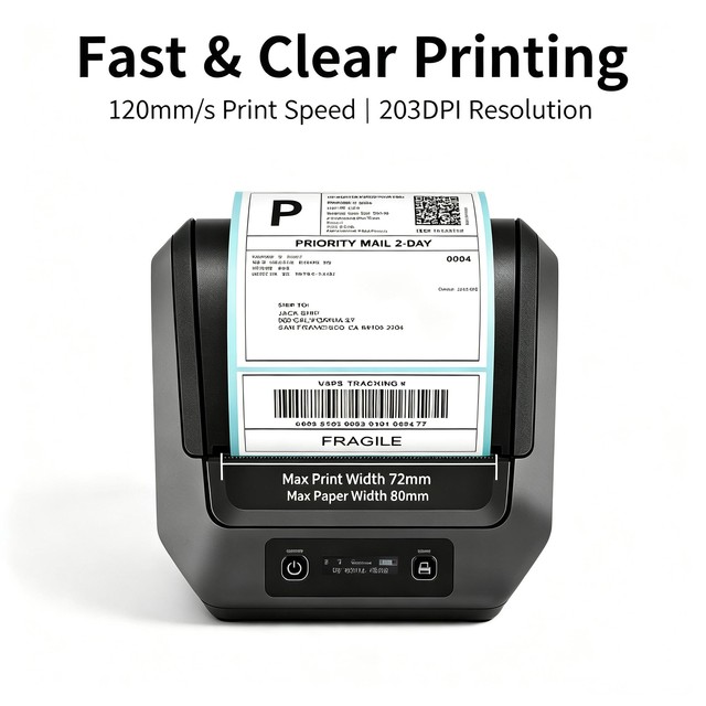 Portable 203DPI Wireless Android 80mm Thermal Receipt Label Printer with USB + BT Interface in Stock 1-Year Warranty