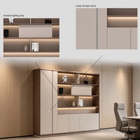 Meuble de bureau exécutif moderne de luxe avec éclairage LED, unité murale minimaliste pour bureau de PDG, grande capacité, buffet de bureau
