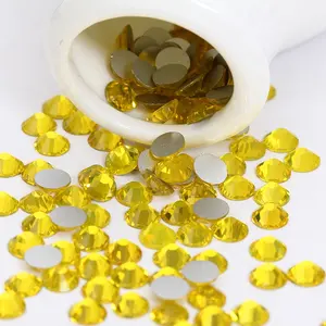 סיטונאי סיטרין צהוב שטוח בחזרה גביש Strass זכוכית תיקון חם שאינו strass rhinestones עבור ביקיני קישוט
