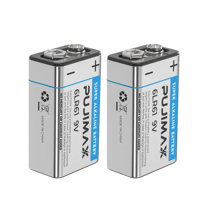 PUJIMAX Bateria recarregável 2 peças 9V 6LR61 para termômetro, bateria alcalina de uso único 9V, modelo novo de venda quente