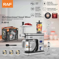 Robot culinaire multifonction RAF R.6614 6-en-1 avec bol en acier inoxydable de 8,0 L, hachoir à viande et mixeur