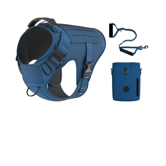 Tactical Dog Harness Leash & Tactical Bag. Working Dog Vest with Handle, No Pulling Front Leash Clip, Hook and Dog Patch