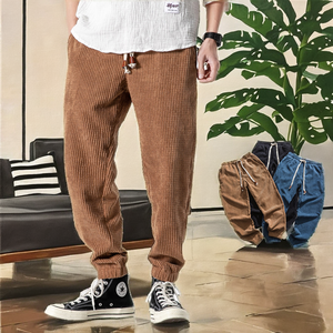 Pantalones Harem Ligeros de Sarga Estilo Chino Vintage para Hombre, Juveniles, Exportación, Color Sólido, Cintura Media, Frente Plano, Casual, Anti-Pilling - Product Image 2
