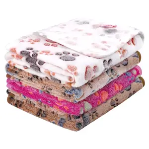 24 X 16 Inches Soft Pet Throw Blankets Sleep Bed Mat Fluffy Dog Blankets With Paw Print