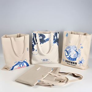 Bolsa de Compras Grande de Algodón con Logotipo Personalizado, Bolsa de Mano de Lona Blanca con Logotipo Personalizado - Product Image 1